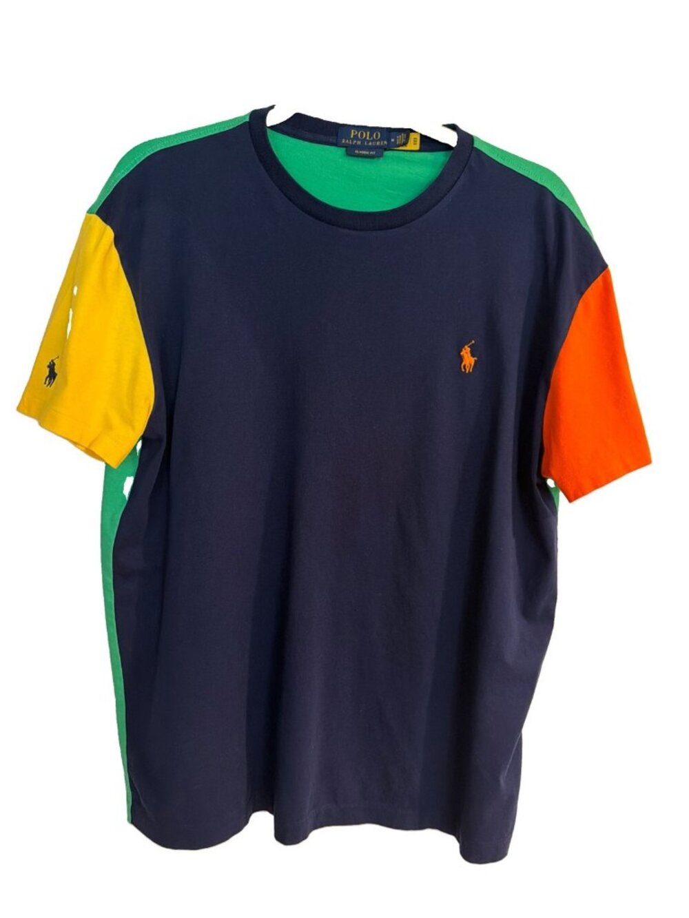 Polo Ralph Lauren T-Shirt Mens Medium Multi Colorblock Classic Fit Cotton Tee